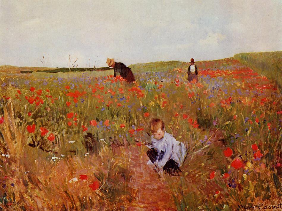 Red poppies - Mary Cassatt Painting on Canvas